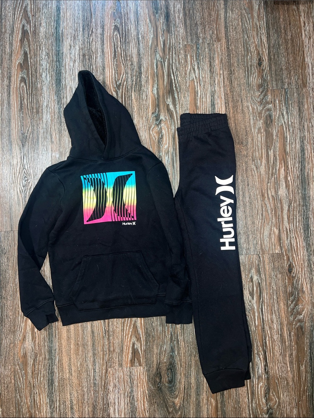 Hurley Black Kids Jogger Pants Hoodie Set Medium